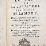 Antoine Louis. Lettres sur la certitude des signes de la mort. Paris, 1752